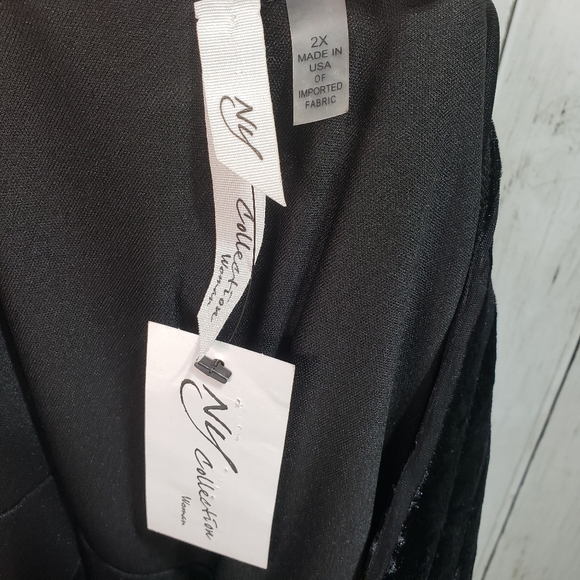 New! NY Collention Black Velvety Sheath Dress Plus - Picture 4 of 6